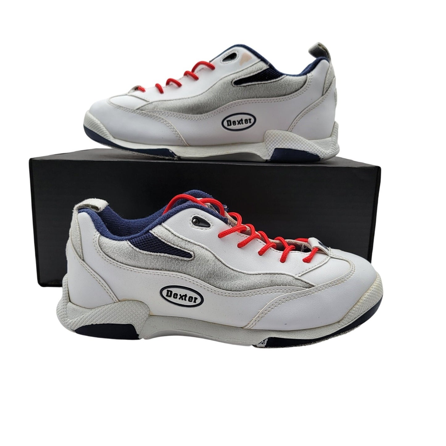 Dexter Men Bowling B8958 Size 7.5 White Blue Lace Up Low Top Sneakers