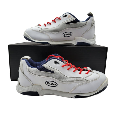 Dexter Men Bowling B8958 Size 7.5 White Blue Lace Up Low Top Sneakers
