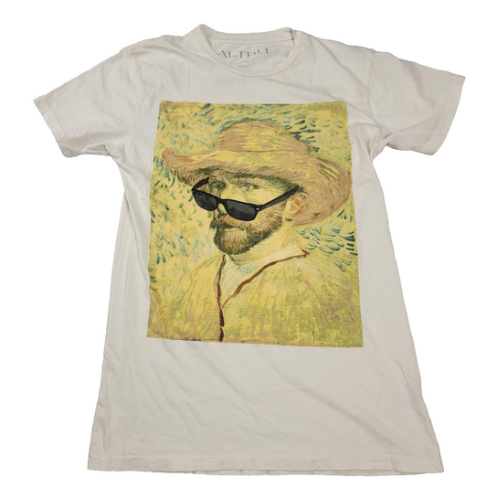 Altru Shirt Unisex Small White Van Gogh Sunglasses Tee Graphic Artist