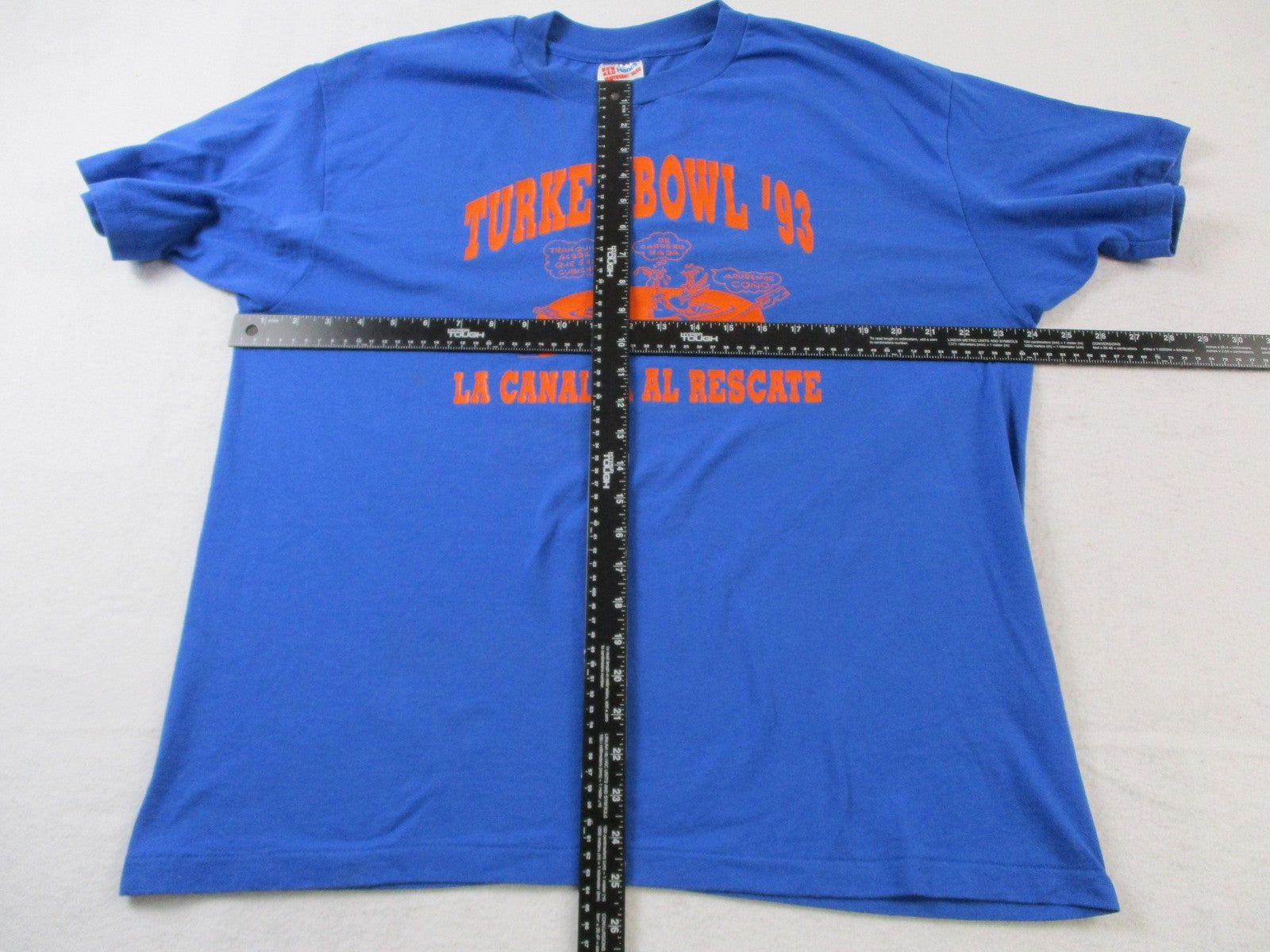 Vintage Turkey Bowl '93 Shirt Mens XL Blue La Canalla Hanes Graphic Tee 90s 15846