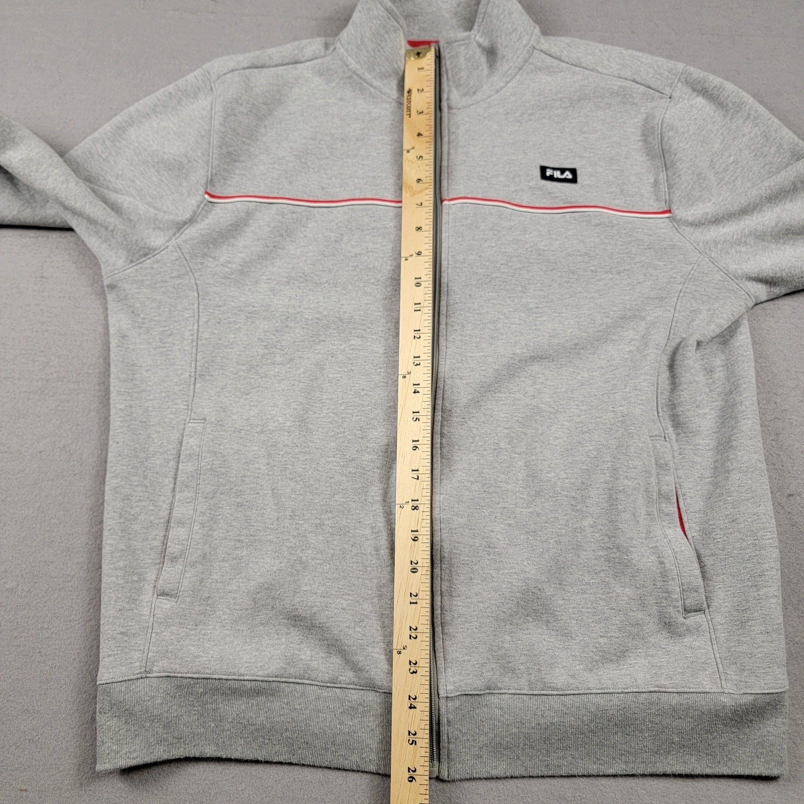 Fila Mens Zip Up Jacket Sz L Gray
