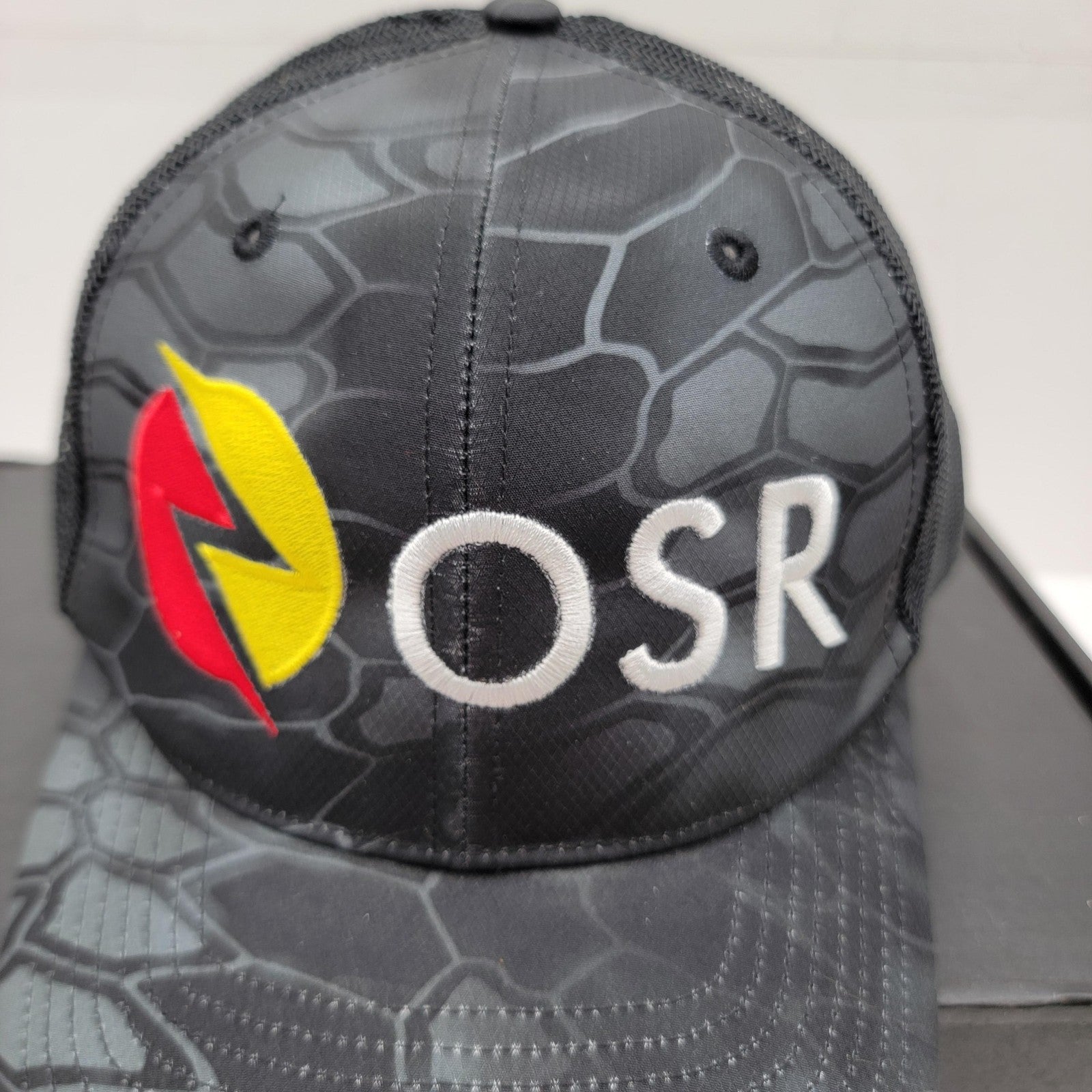 OSR Hat Cap Snap Back Black Gray Mesh Trucker Embroidered Patch Mens Richardson2