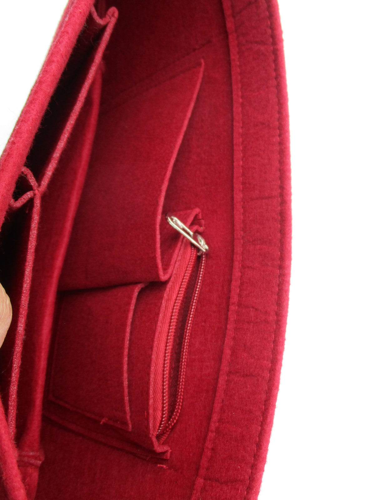 Felt Purse Organizer Insert Red Tote Handbag Bag Organizer Zipper Pockets4