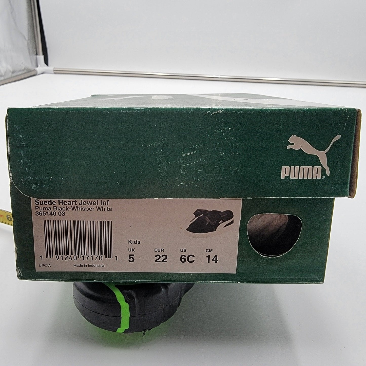 Puma Suede Heart Jewel Inf 'Black White' Sz 6C 365140038