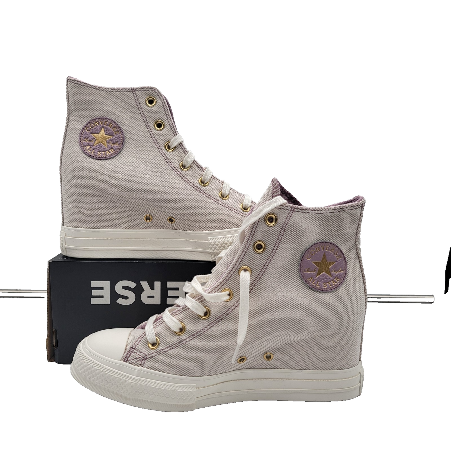 Womens Converse CTAS Wedge Hi Orchid Dust/Egret/Gold Sz 10 A12763C NIB1