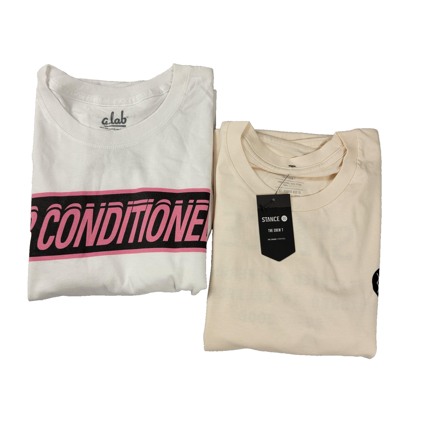 Stance Crew + a.lab 'Air Conditioned' Shirts Mens XL Lot of 2 White Cream