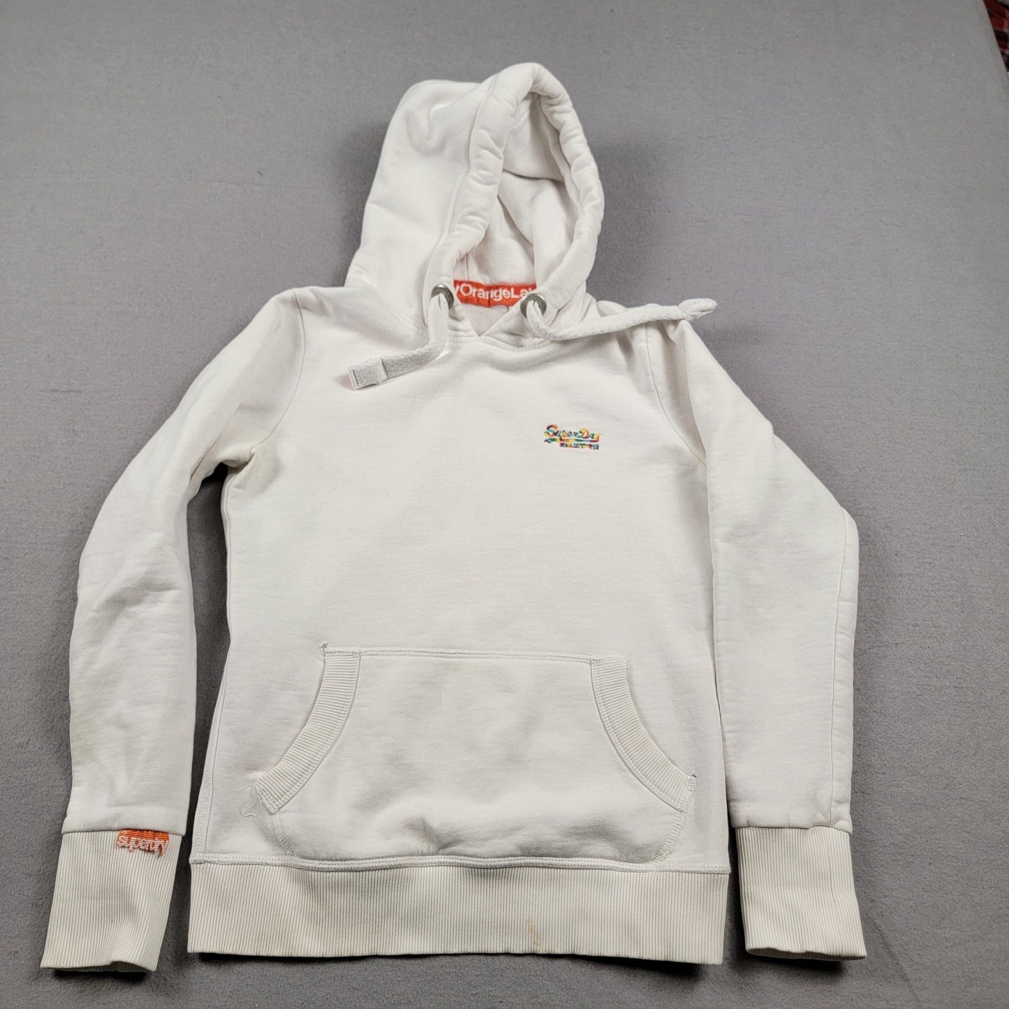 SuperDry Orange Label Hoodie White Sz S