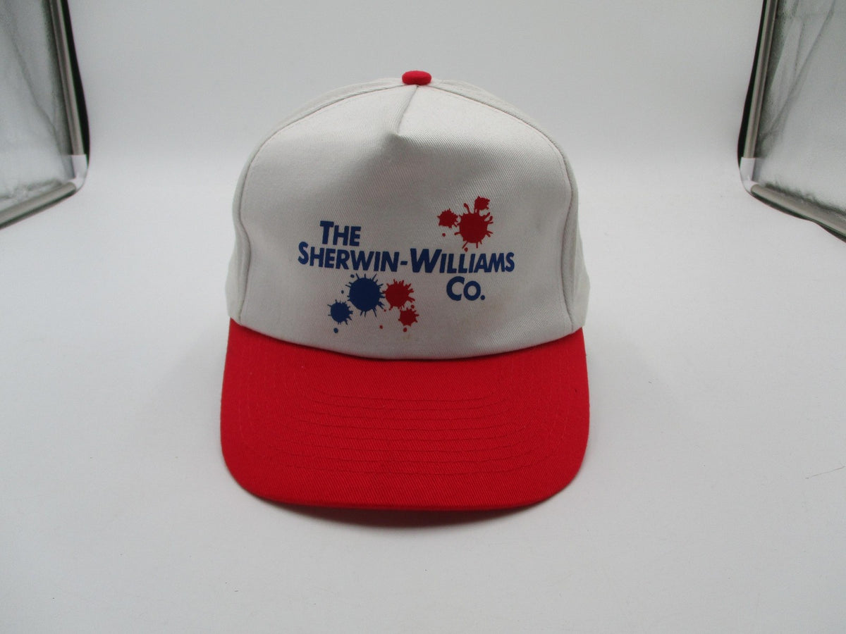 Sherwin-Williams Hat Cap Snap Back Mens One Size White Red Paint Logo Promo0