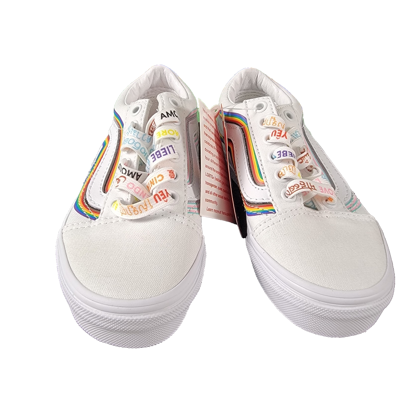 Vans Old Skool Pride Edition Kids 12Y White Rainbow VN0A7Q5FB5U New1