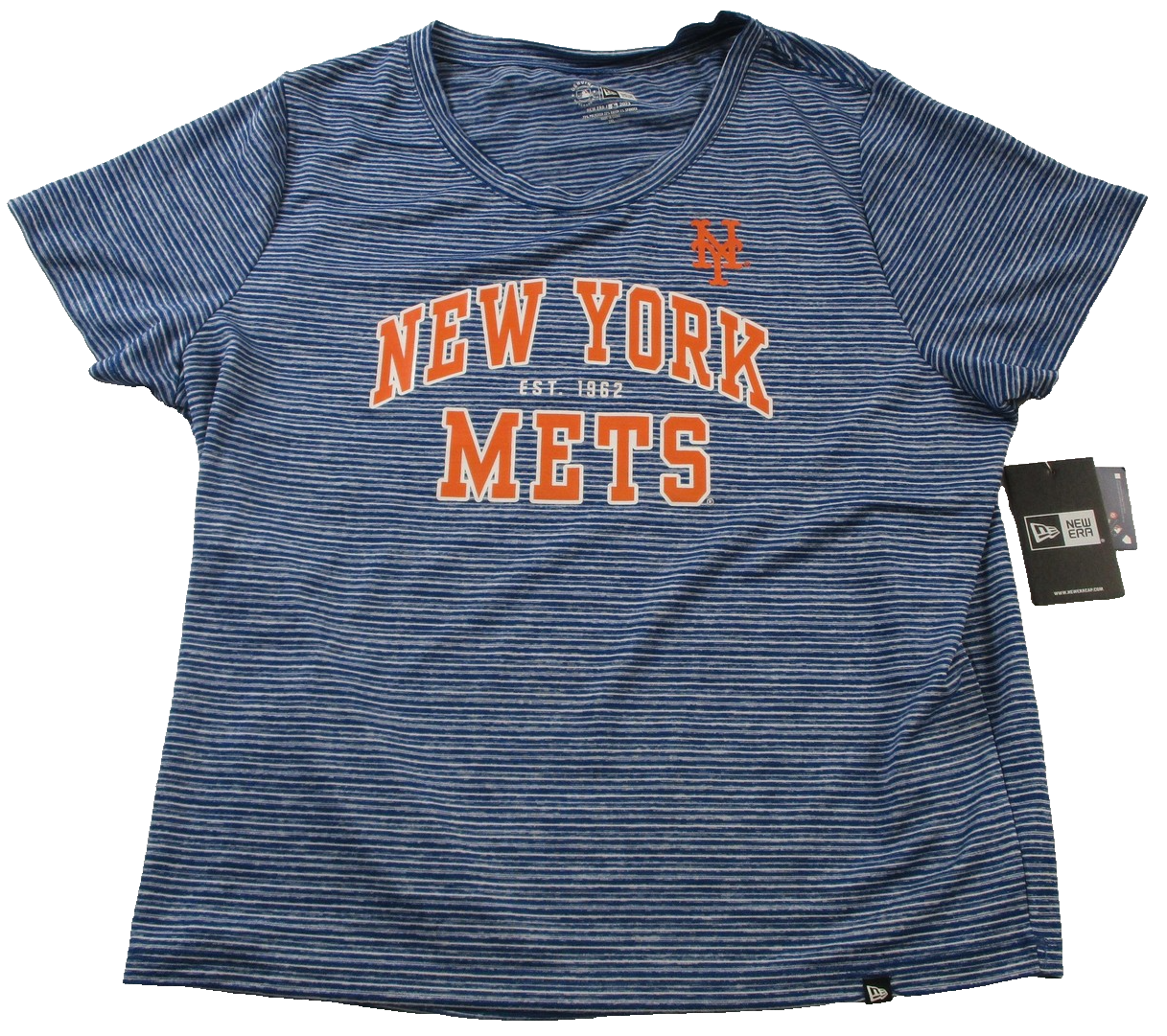 New York Mets Shirt Womens 2XL Blue White Striped MLB Baseball New Era Tee 15000