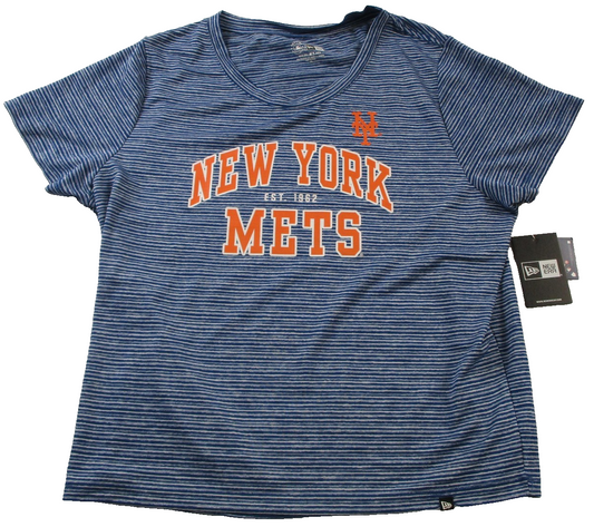 New York Mets Shirt Womens 2XL Blue White Striped MLB Baseball New Era Tee 15000