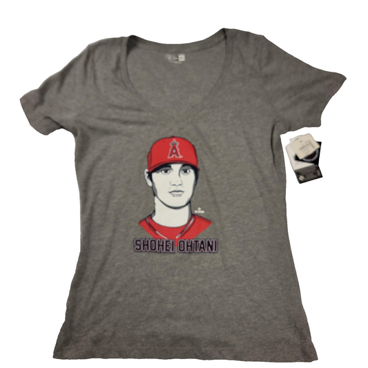 Los Angeles Angels Shirt Womens Lg Gray MLB Baseball Shohei Ohtani New Era 10140