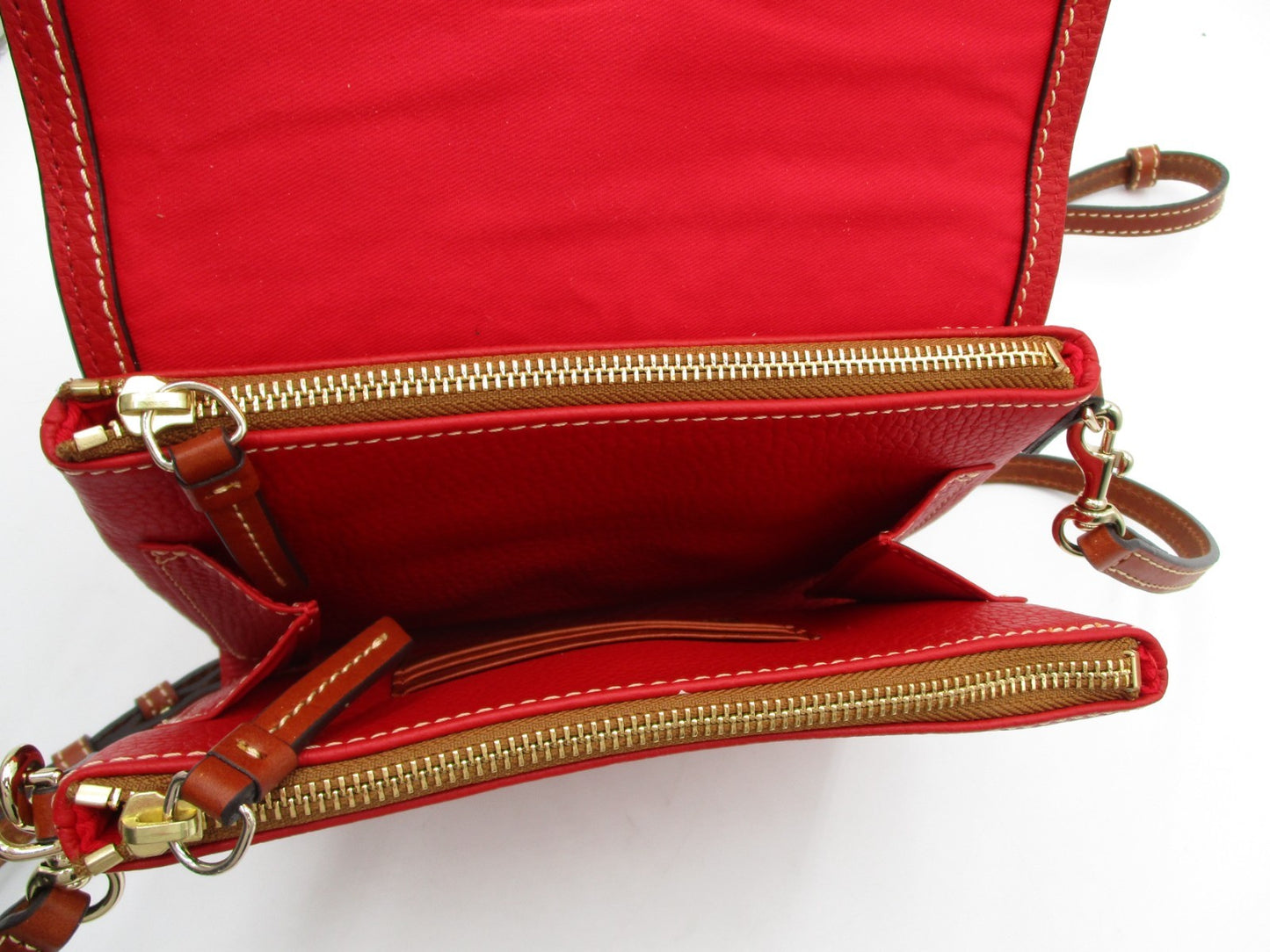 Dooney & Bourke Pebble Leather Crossbody Bag Red with Strap – Preowned Excellent2