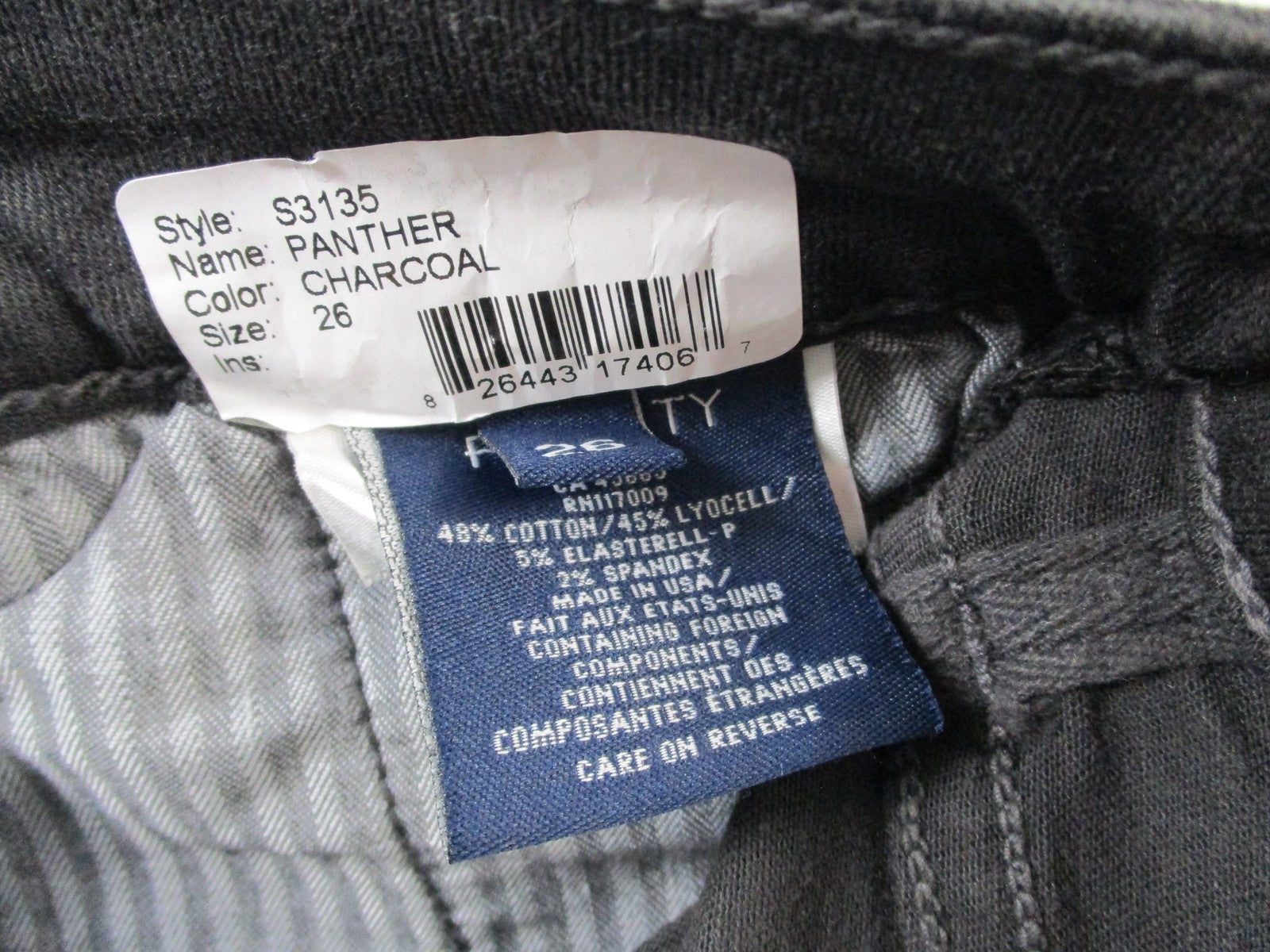 Fidelity Panther Full Cargo Jeans Womens 26 Gray Charcoal Slim Straight USA 14647