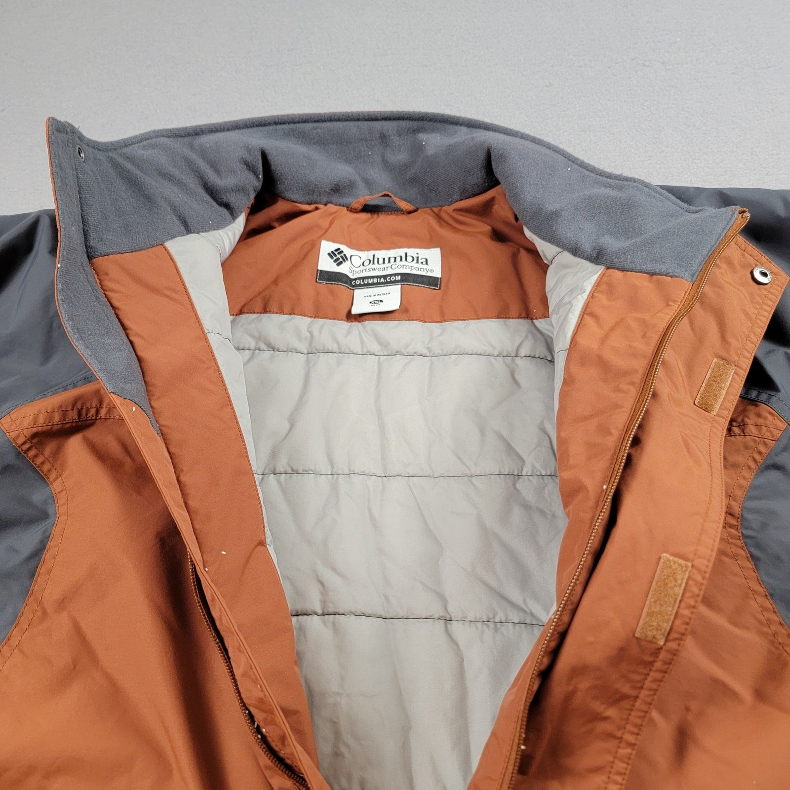 Columbia Men’s XXL Brown Gray Winter Ski Jacket Full Zip Nylon Insulated Coat2