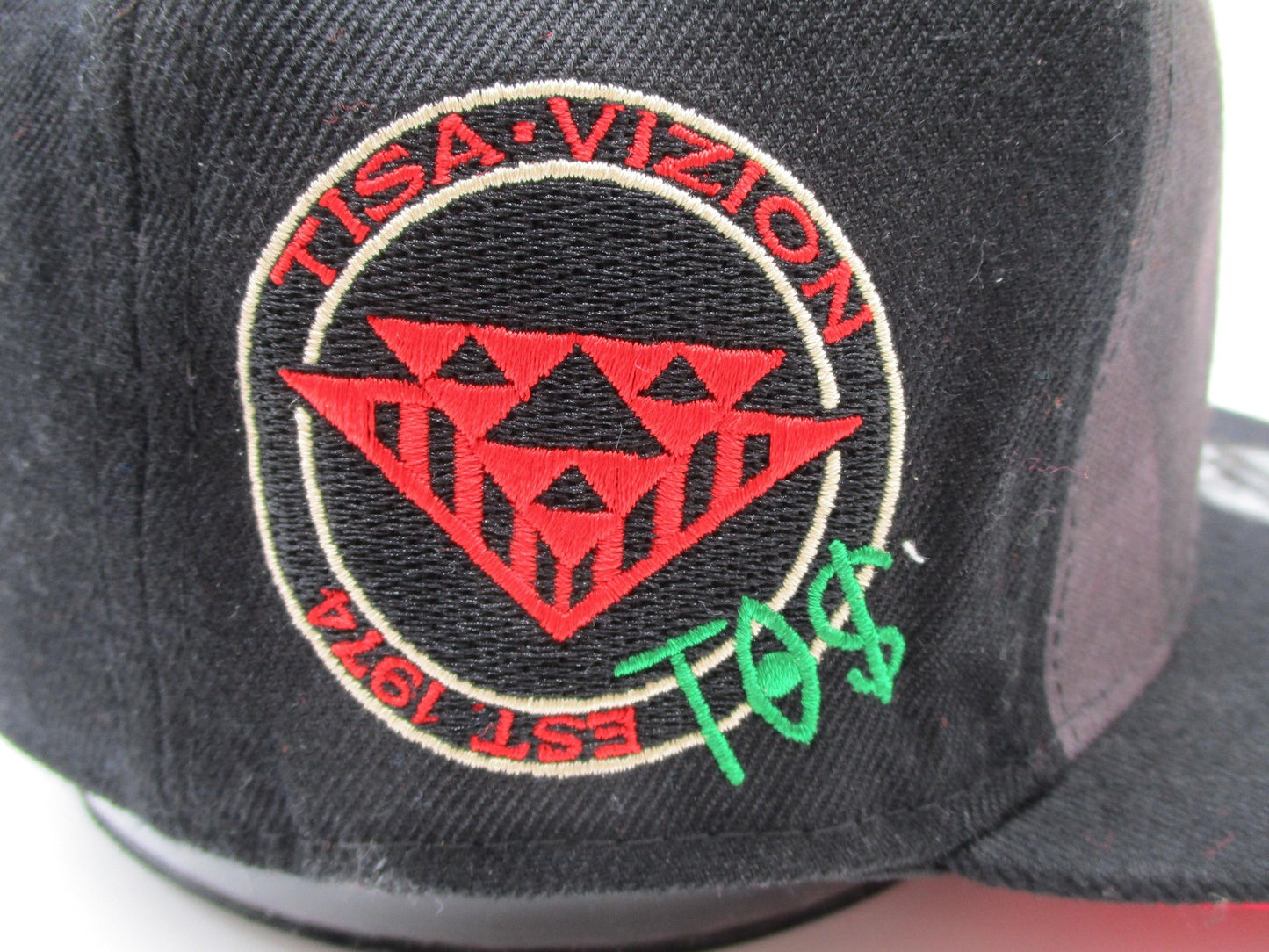 TI$A Hat Cap Fitted Mens 7 1/4 Black Red TISA Vizion TO$A Logo Streetwear8