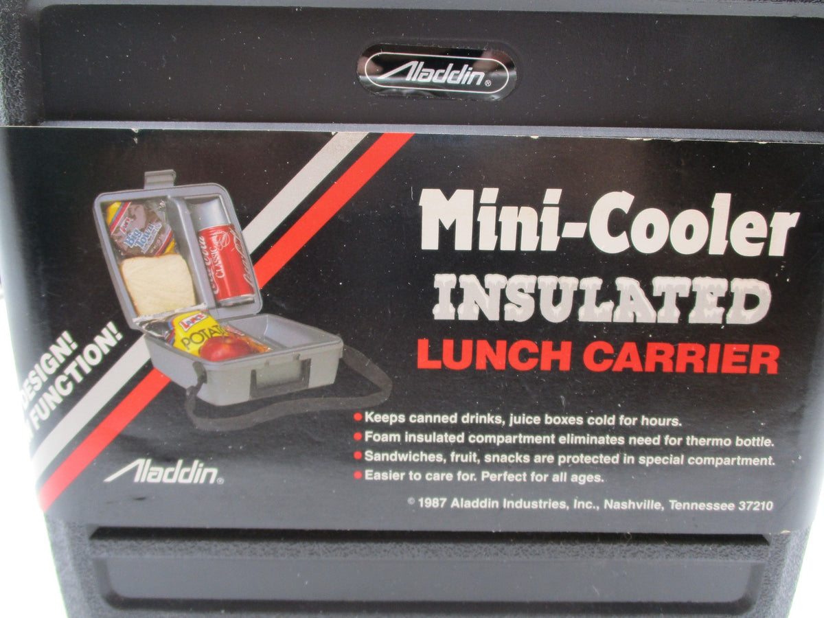 Vintage Aladdin Mini-Cooler Insulated Lunch Box Carrier Black 8.5x10 USA 776021