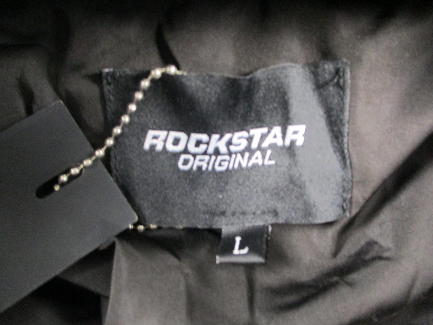 Rockstar Original Kensen Jacket Mens Large Black Faux Leather Puffer 16913