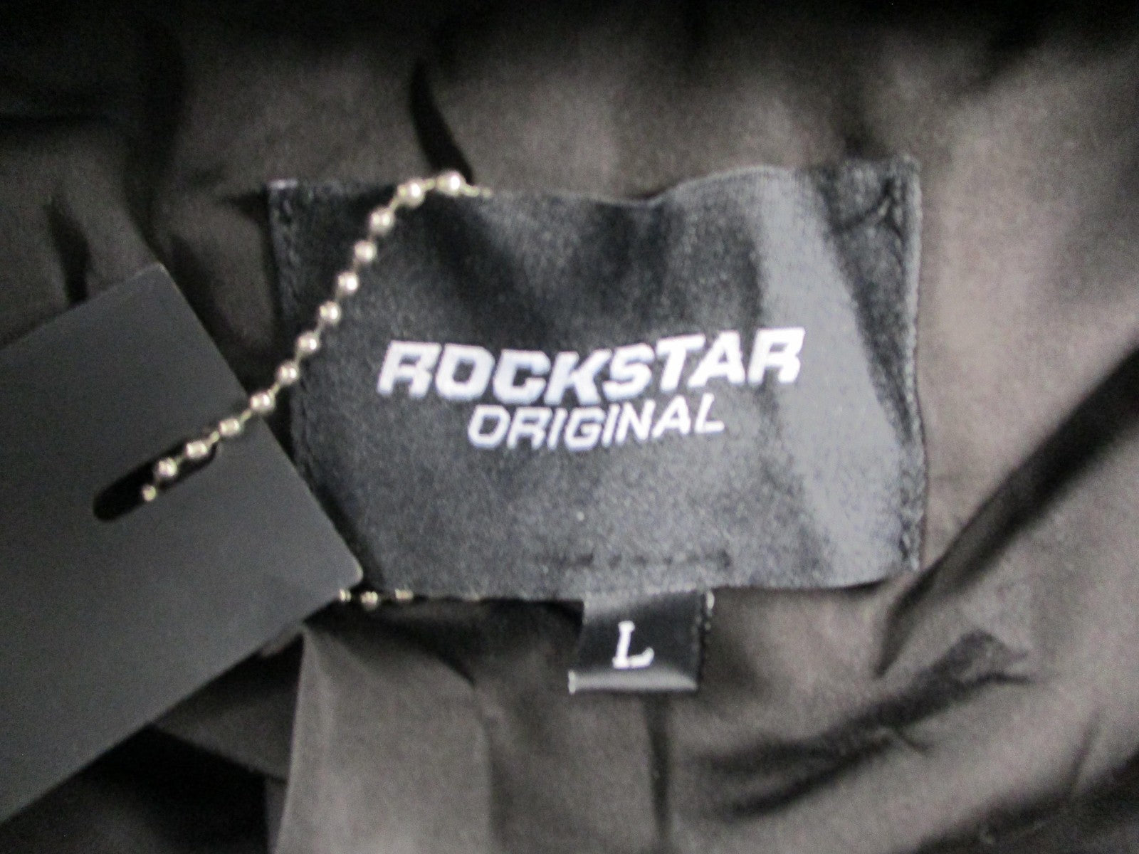 Rockstar Original Kensen Jacket Mens Large Black Faux Leather Puffer 16913