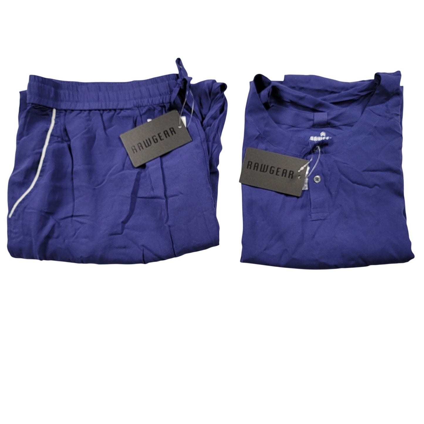 Raw Gear Sleep Set 2pc Henley Top + Pant Mens 2XL Navy Rayon NWT 6971