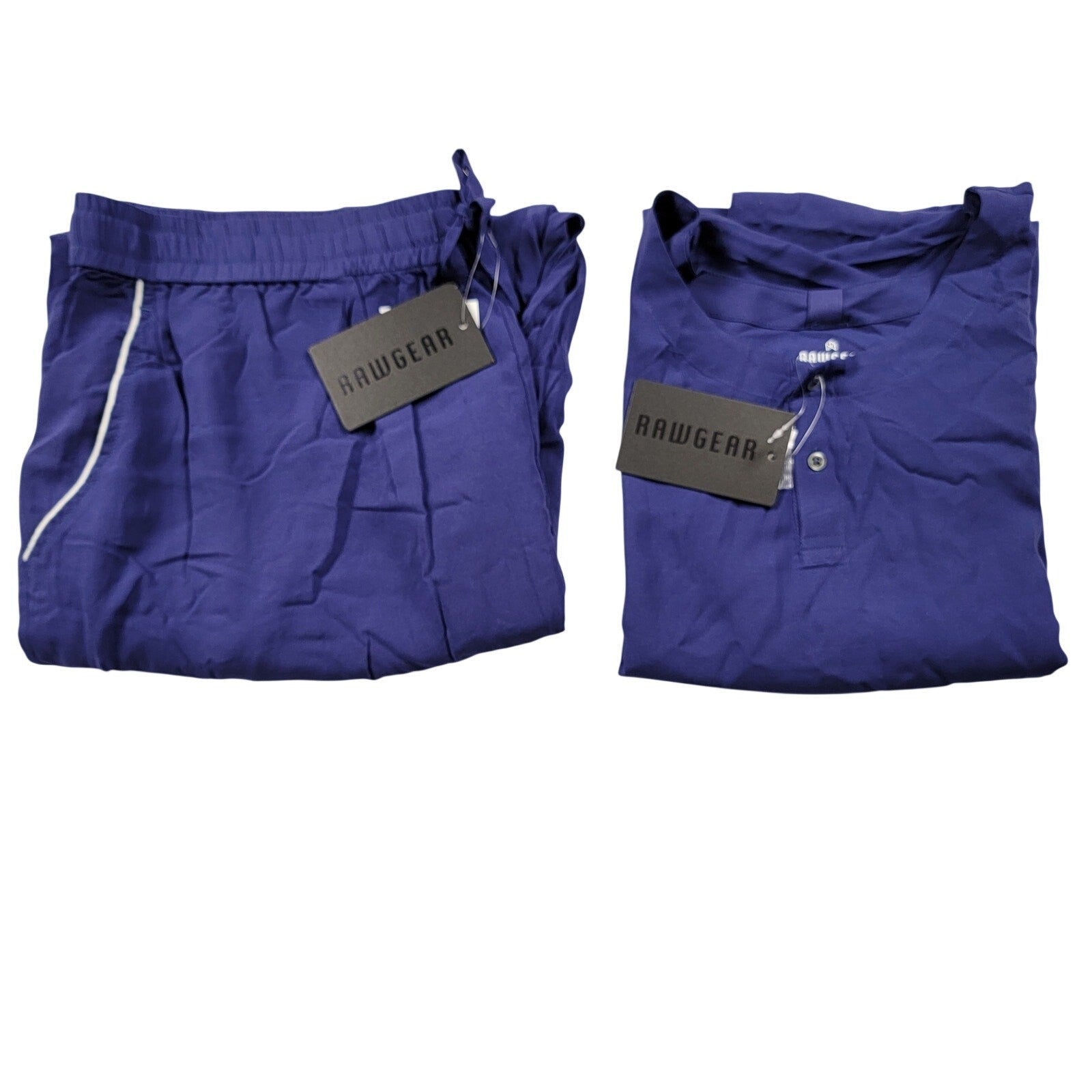 Raw Gear Sleep Set 2pc Henley Top + Pant Mens 2XL Navy Rayon NWT 6971