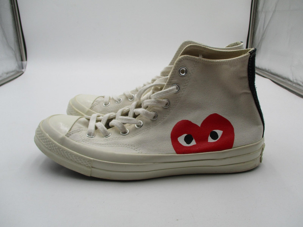 Converse Chuck Taylor Play CDG Shoes Mens Size 10 White High Top Heart 150205C3