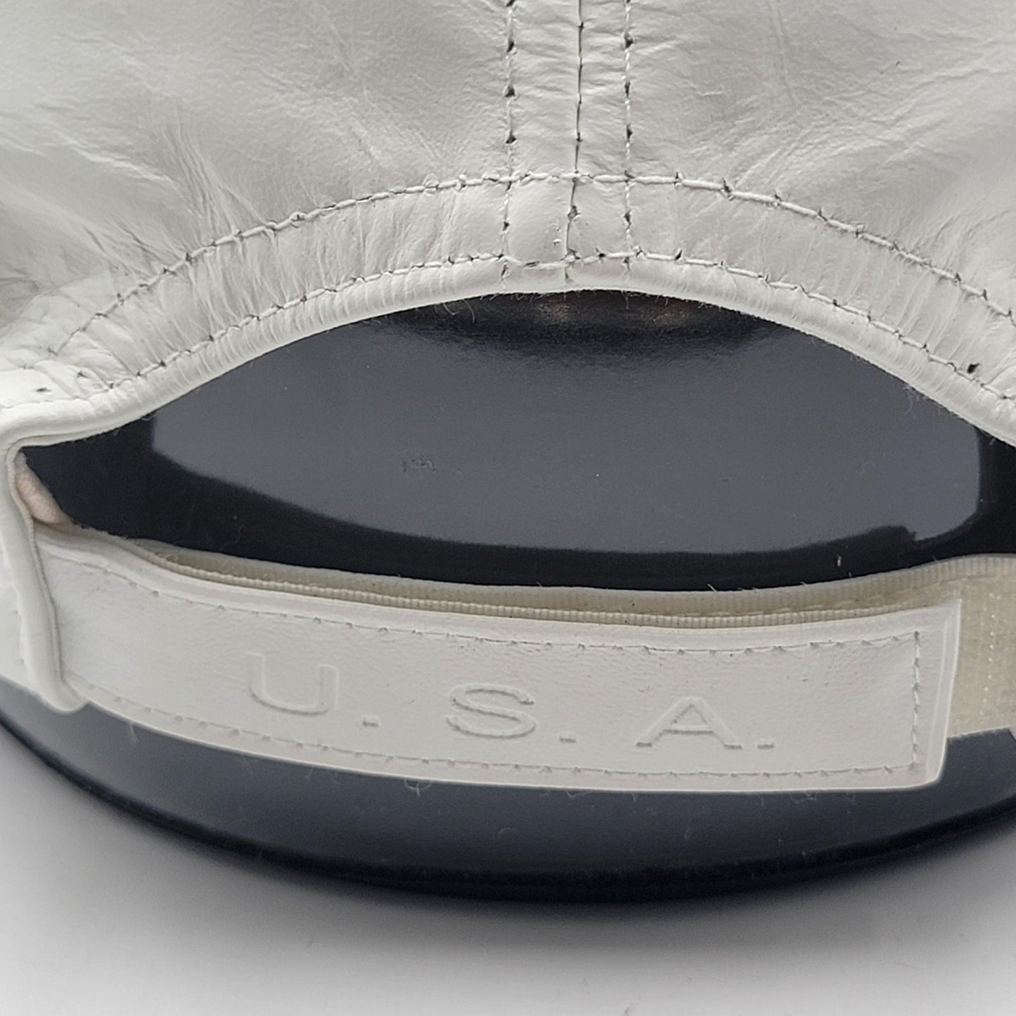Genuine Leather Hat Cap Strap Back White USA Made One Size Mens Classic3
