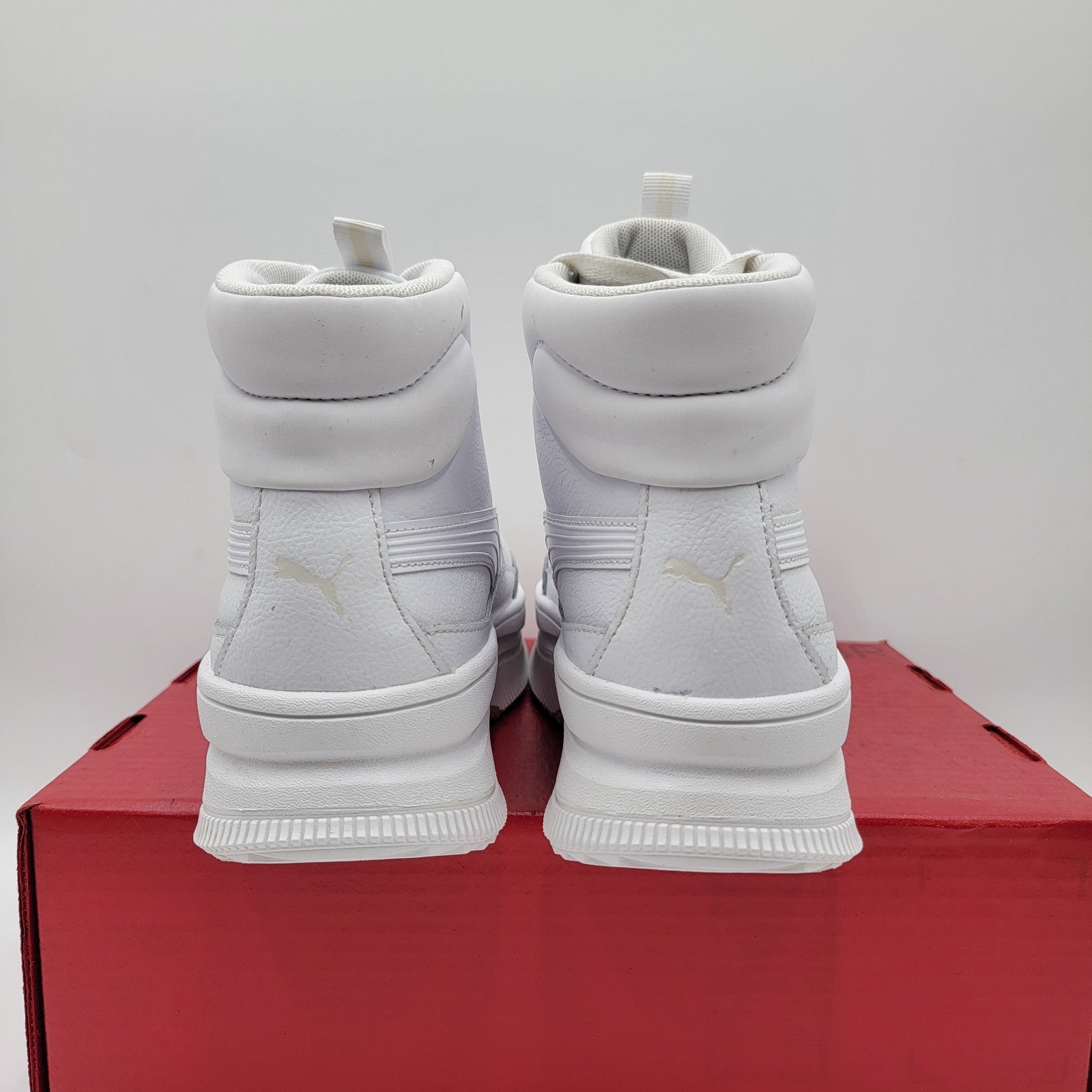 Puma Mayze Mid Wedge Women’s Sneakers White Leather Hi Top Sz 9.5 39231601 3844