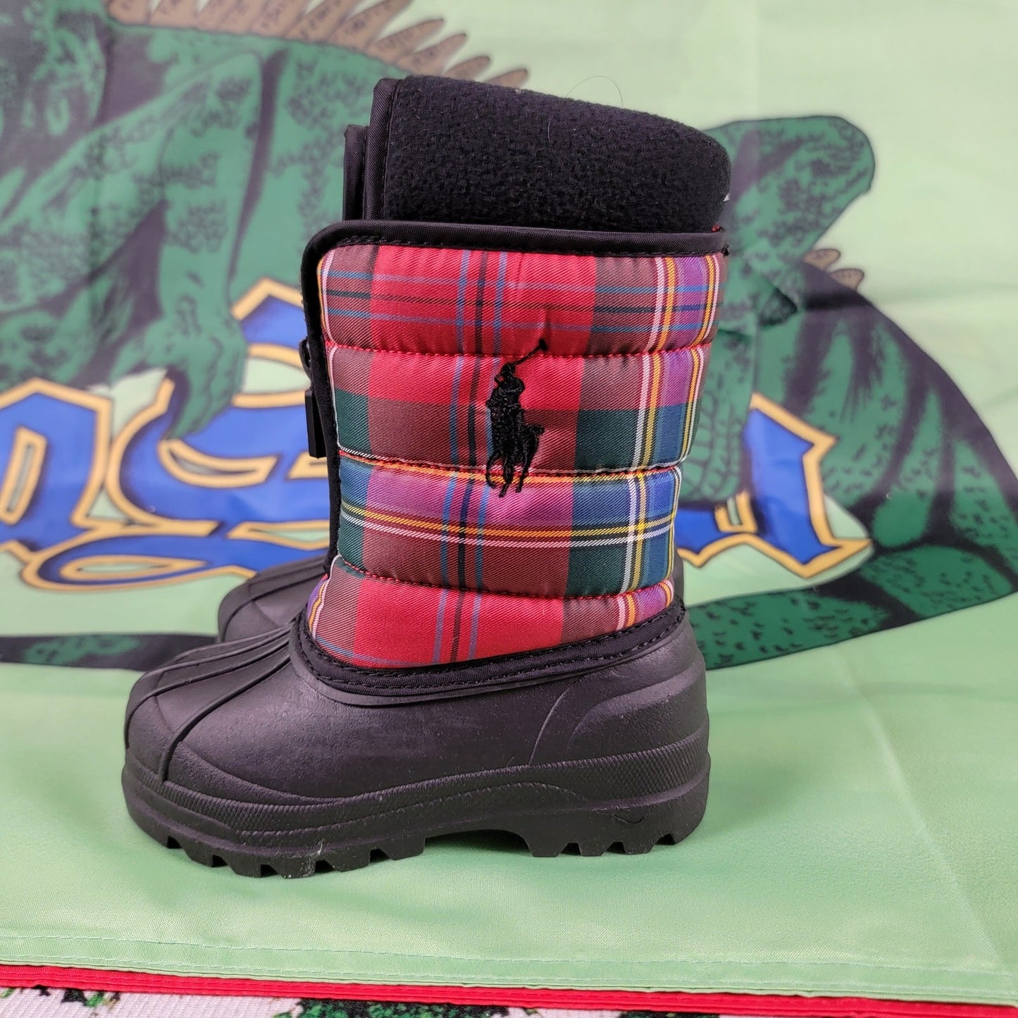 Polo Ralph Lauren Vancouver Zip Red Multi Plaid Toddler Boots Sz 61
