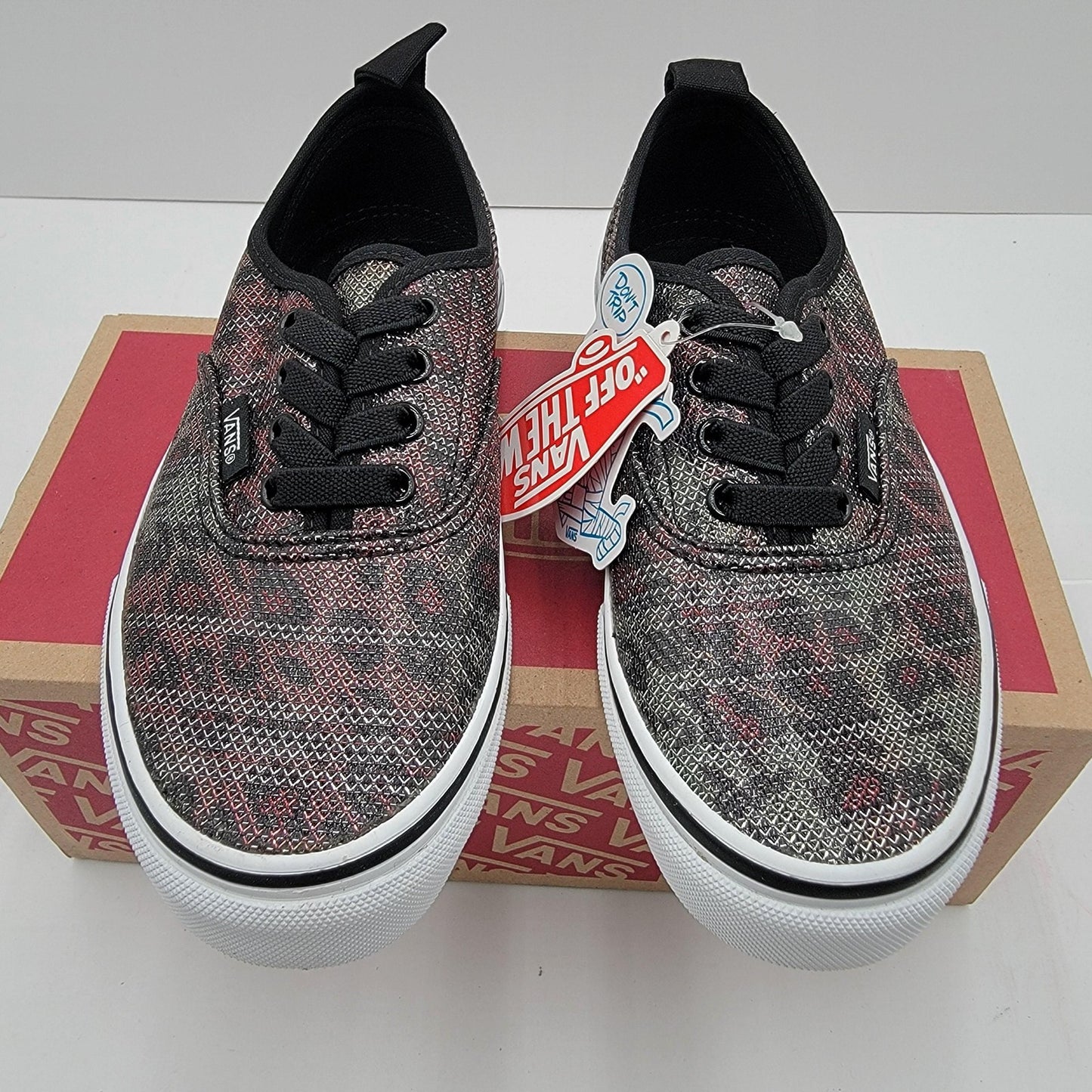 Vans Authentic Elastic Youth Leopard Mesh Lace-Up Sneakers NIB