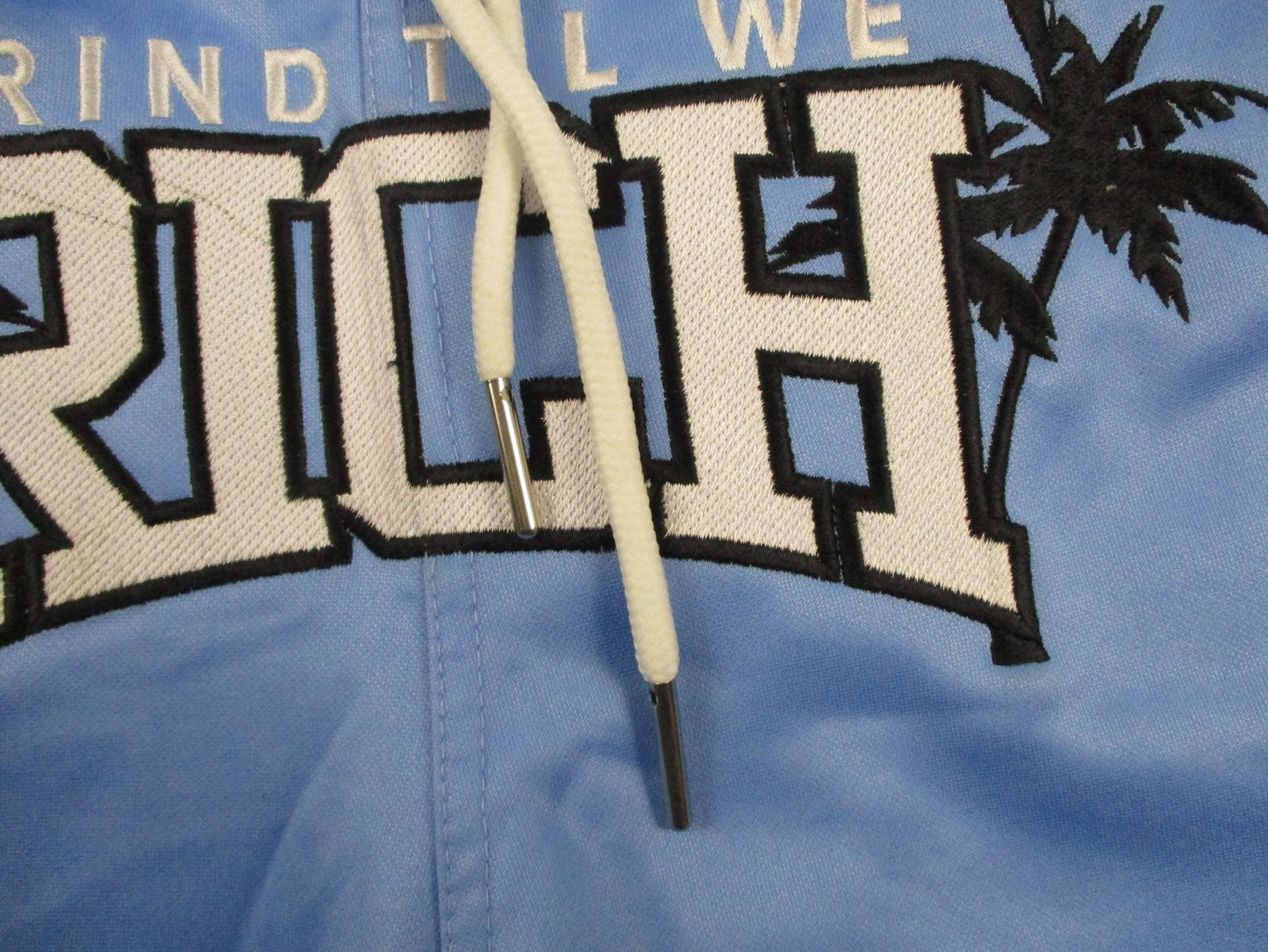 Grind Til We Rich Shorts Mens Small Blue Palm Tree Athletic Drawstring Gym 12295