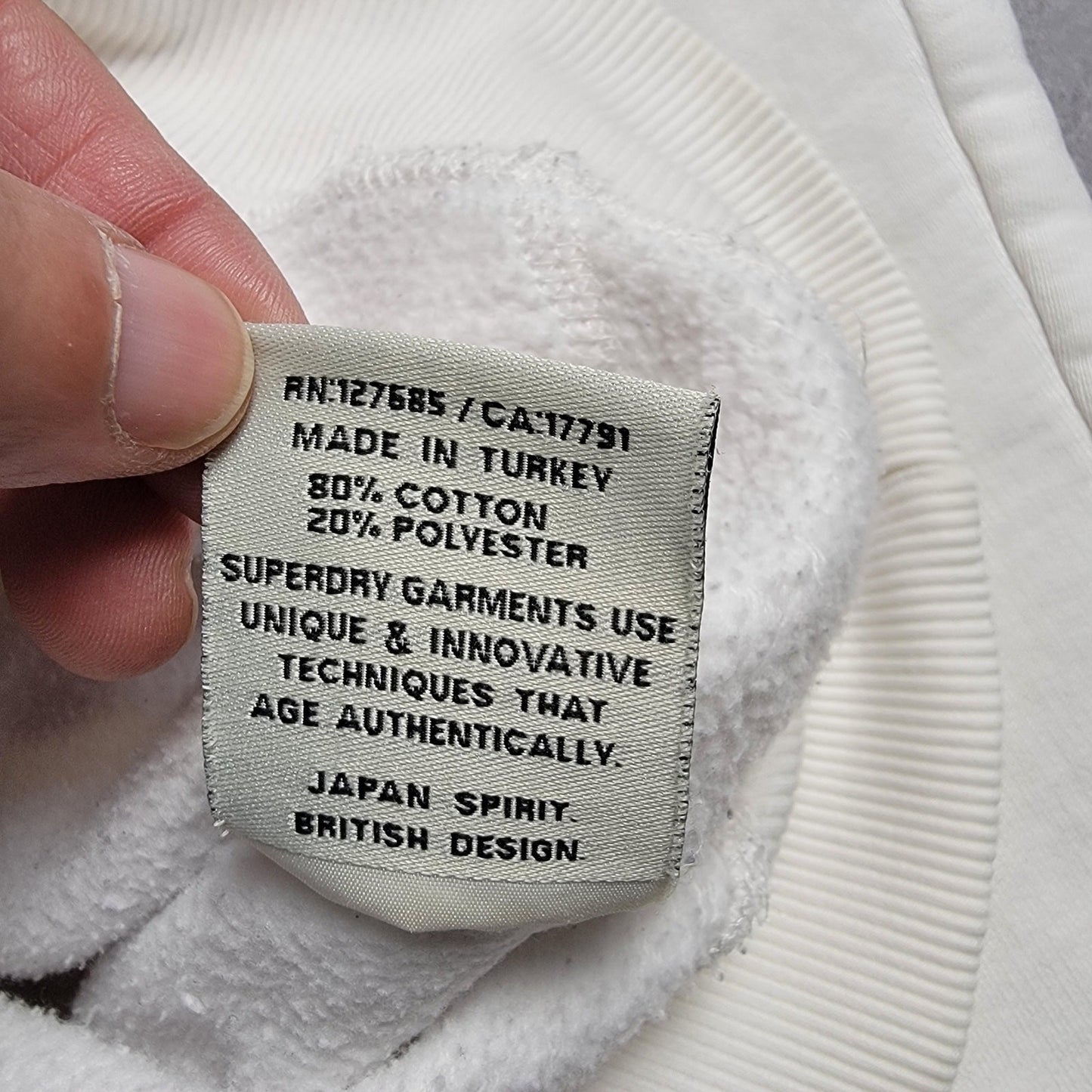 SuperDry Orange Label Hoodie White Sz S