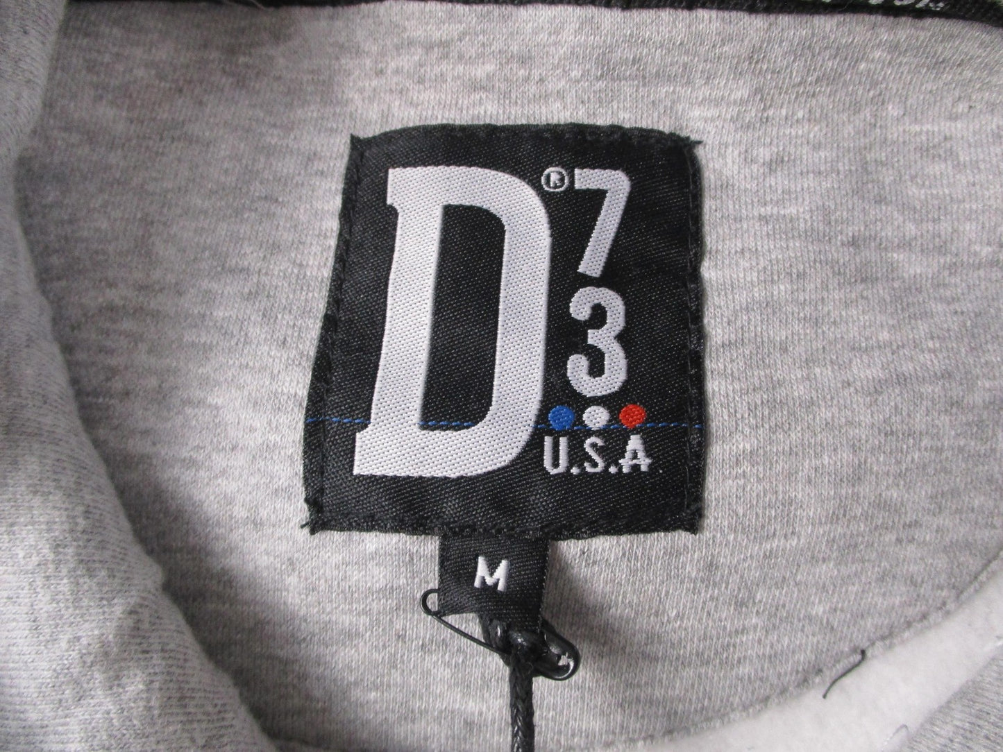 D73 USA Hot Wheels Hoodie Mens Medium Gray Pullover Fleece Embroidered Logo 12935