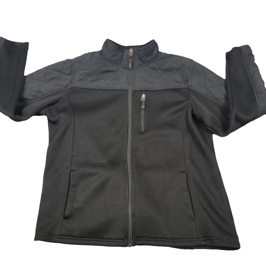 SwissTech Jacket Womens 2X Black Quilted Shoulder Full Zip Fleece Chest Pocket0