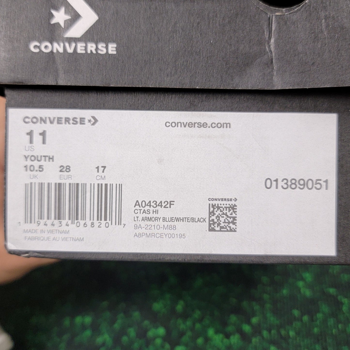 Converse CTAS HI Youth Sz 11 Lt Armory Blue/White A04342F8