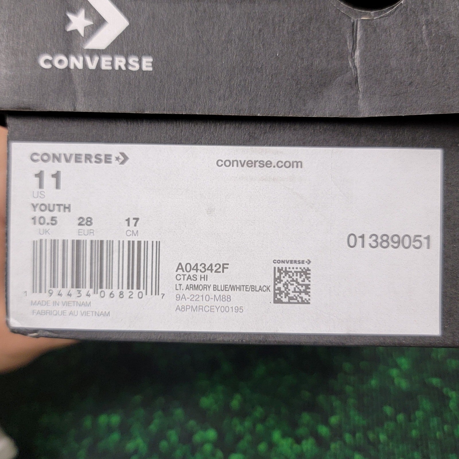 Converse CTAS HI Youth Sz 11 Lt Armory Blue/White A04342F8