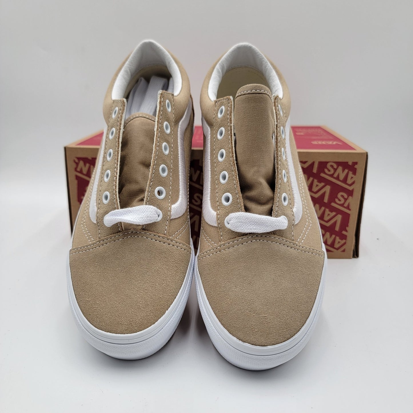 VANS PREMIUM Junior Old Skool Platform Sz 6 Khaki Suede & Canvas VN0009PDKHK NIB2