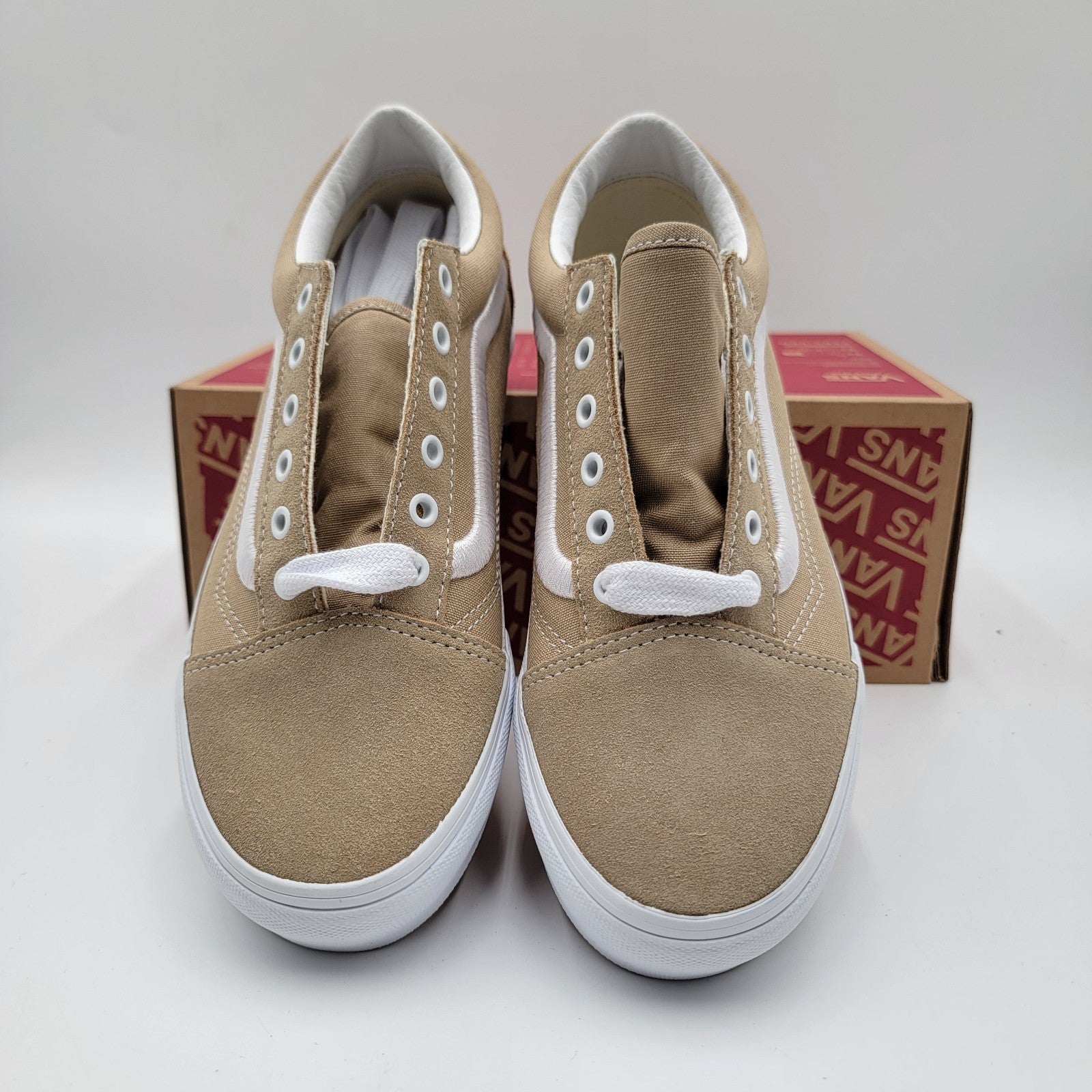 VANS PREMIUM Junior Old Skool Platform Sz 6 Khaki Suede & Canvas VN0009PDKHK NIB2