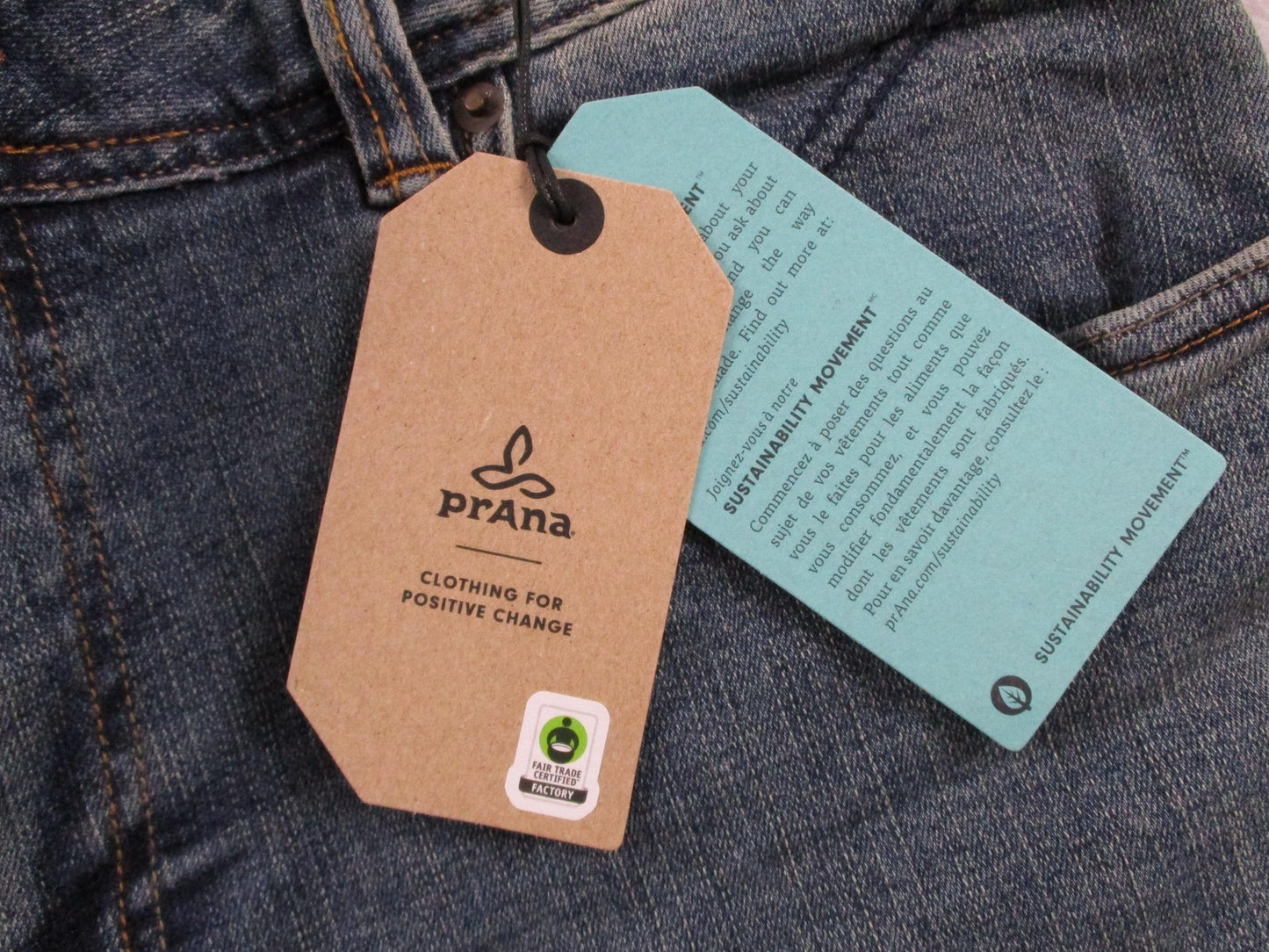 PrAna Axiom Jeans Mens 32x32 Blue Antique Stone Wash Straight Stretch Denim3