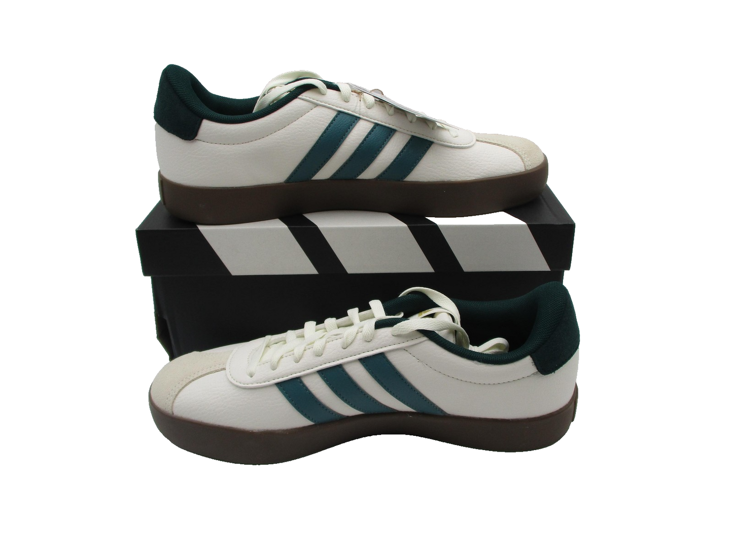 Adidas VL Court 3.0 Shoes Mens Size 9 White Green Teal Gum Sole Casual JR86353