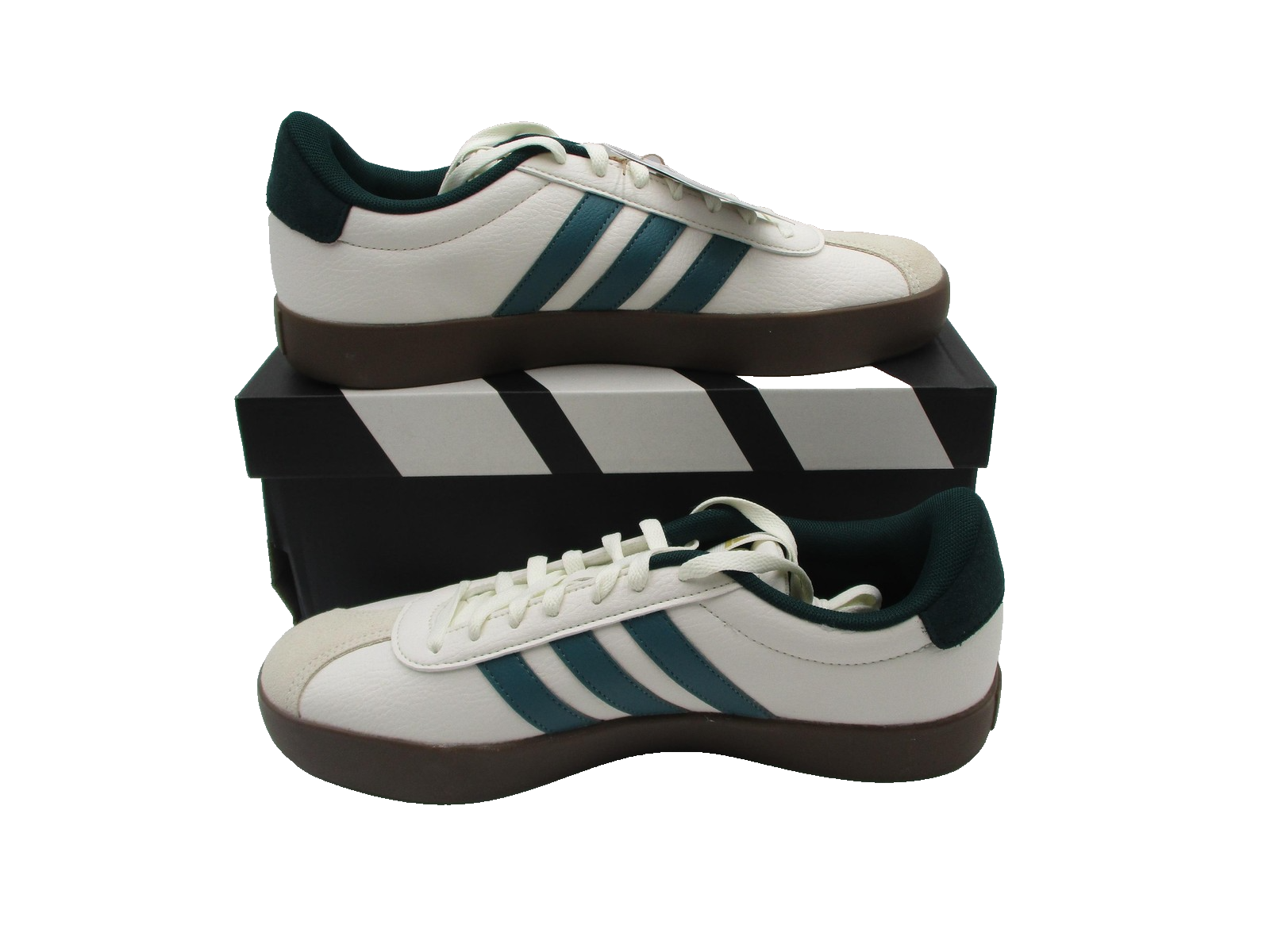 Adidas VL Court 3.0 Shoes Mens Size 9 White Green Teal Gum Sole Casual JR86353