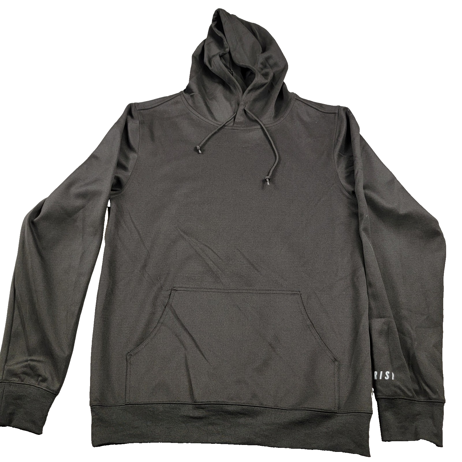 CRISP Black Performance Hoodie Large Stretch Pullover Minor Flaw Polyblend