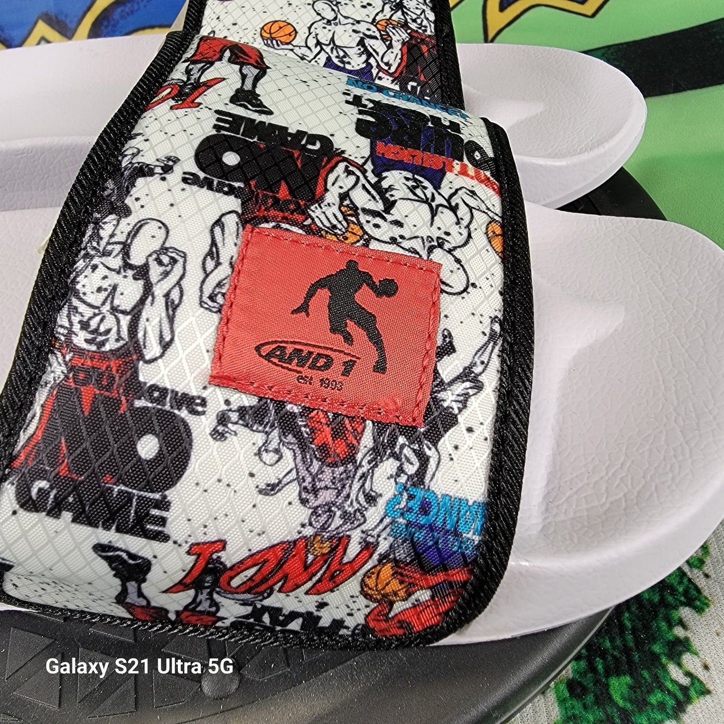 AND1 Slides You Got No Game White/Black Sz 103
