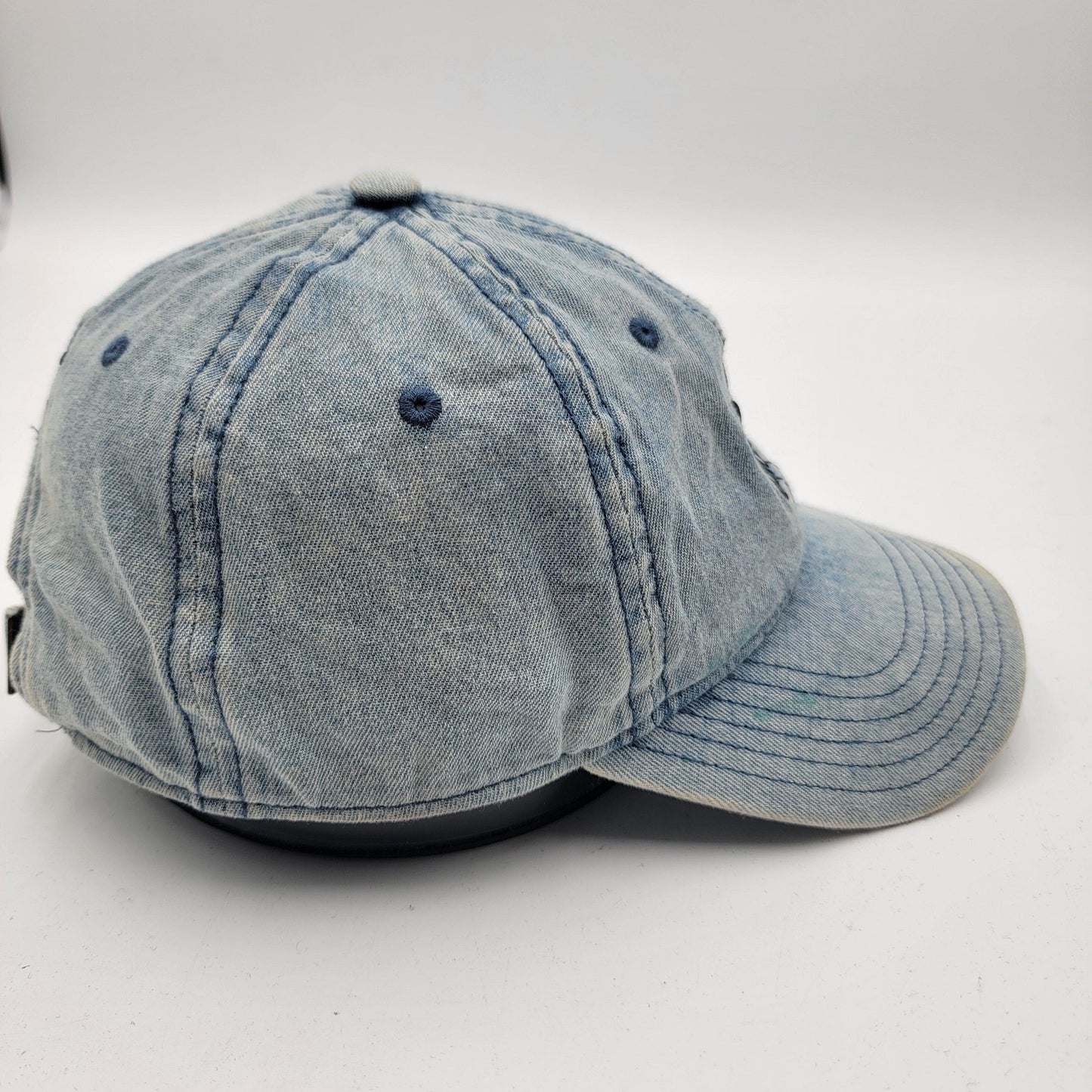 Adidas Hat Strap Back Denim Blue Trefoil Embroidered Mens Distressed Dad Cap3