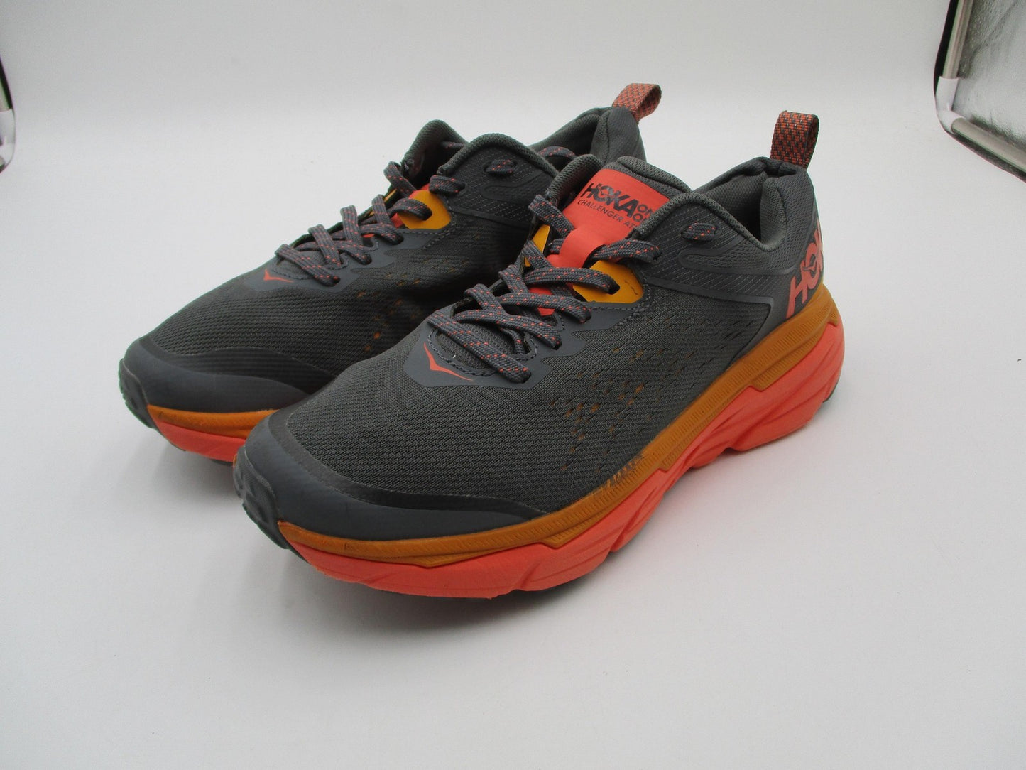 Hoka One One Challenger ATR 6 Shoes Womens Size 8.5 Gray Orange Trail 11065120