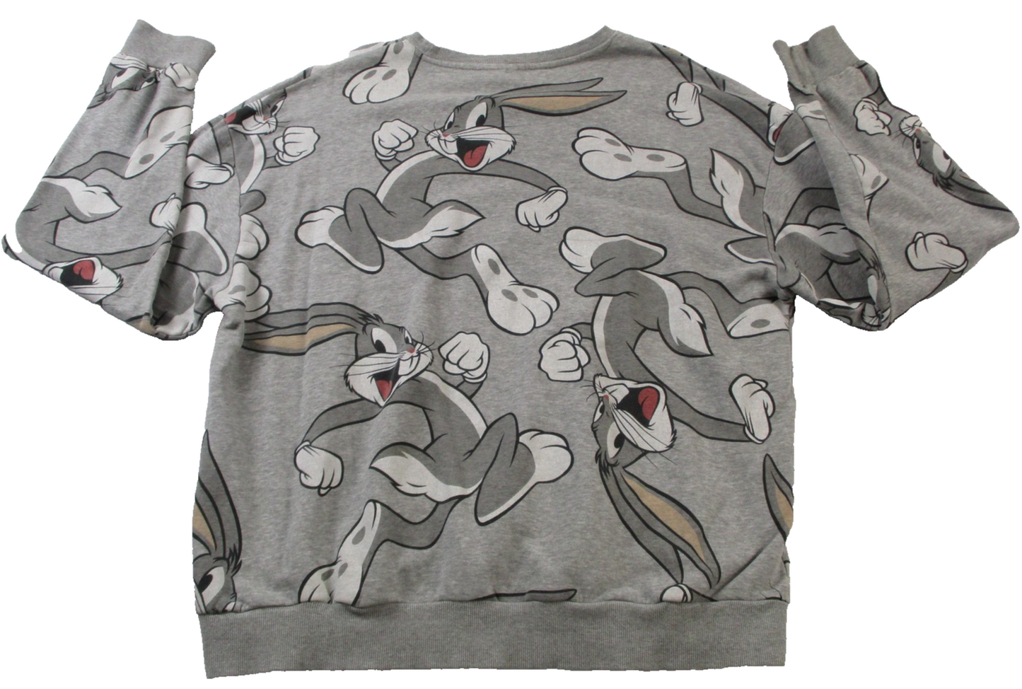 H&M Looney Tunes Bugs Bunny AllOver Print Crewneck Sweatshirt XL Gray 16091