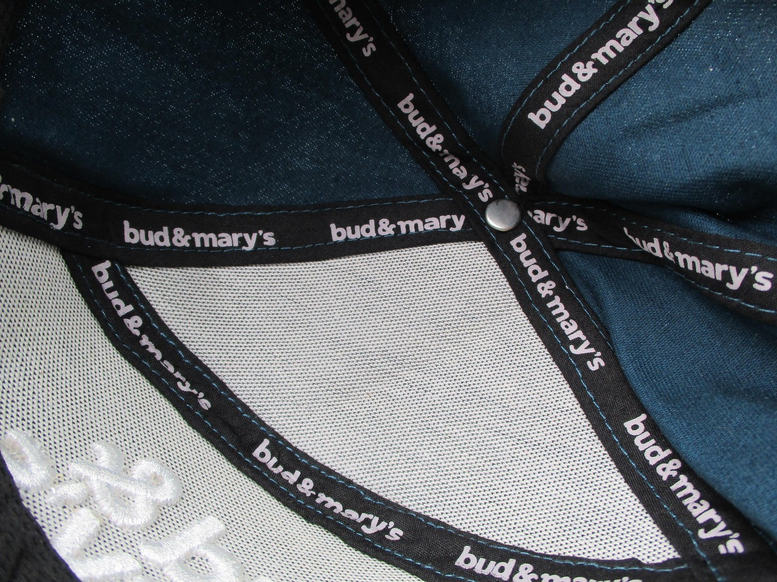 Bud & Mary's Dispensary Hat Cap Snap Back Mens OSFM Teal Good Vibes Graphic Brim12