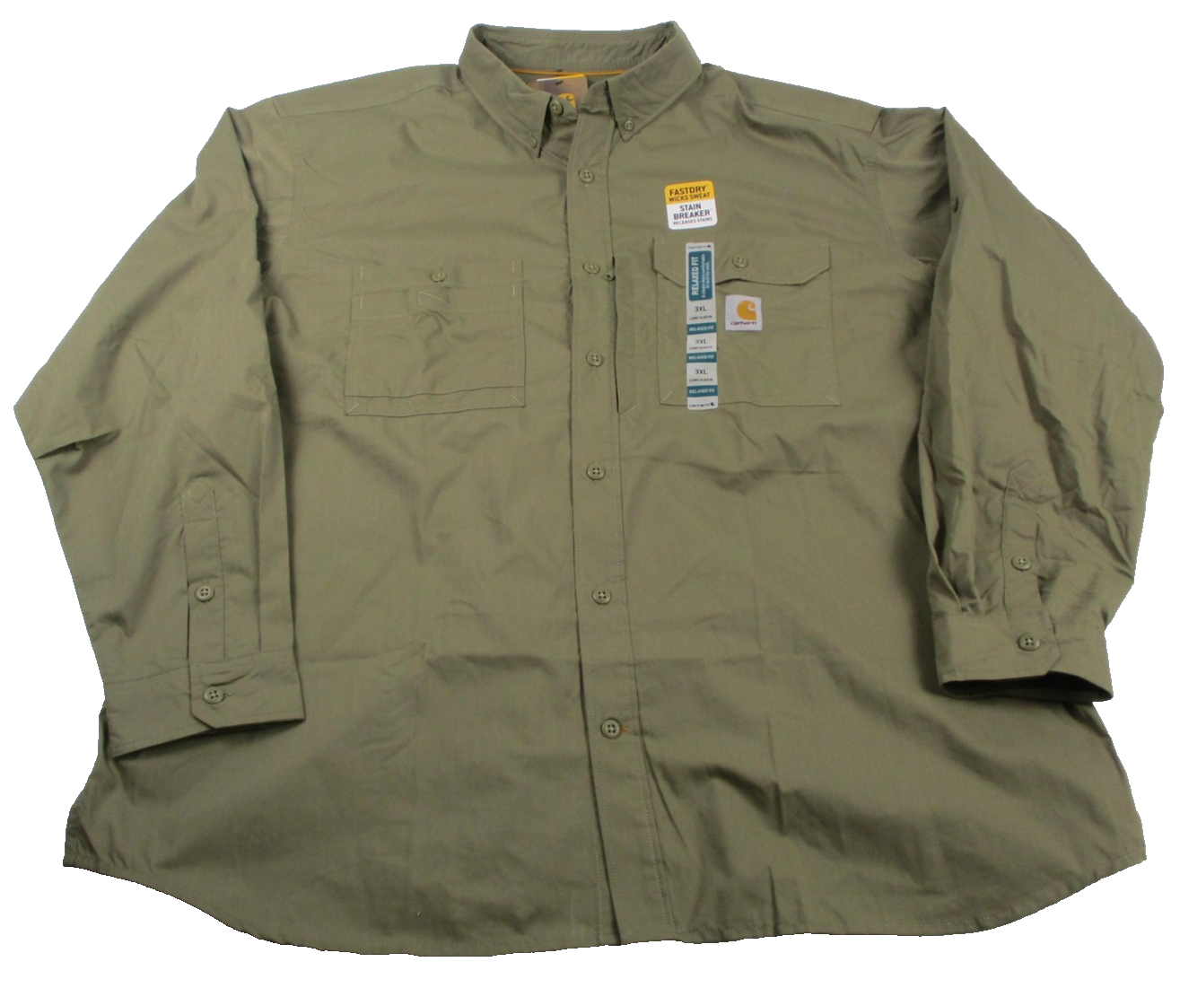 Carhartt Force Ridgefield Shirt Mens 3XL Green Long Sleeve Workwear