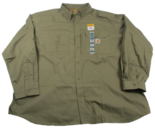 Carhartt Force Ridgefield Shirt Mens 3XL Green Long Sleeve Workwear