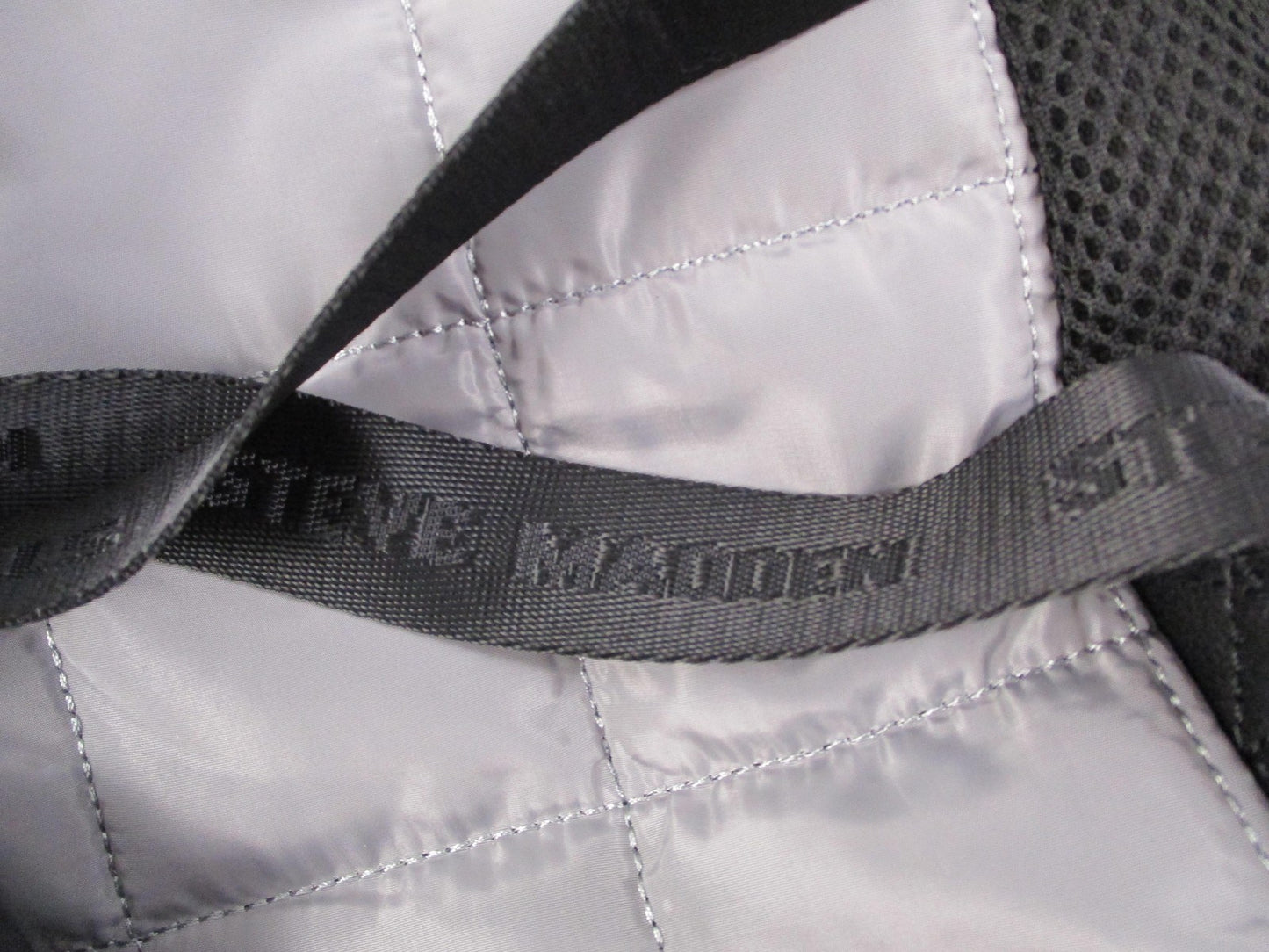 Steve Madden Backpack Womens Medium Gray Quilted Drawstring Travel Bag Pockets3